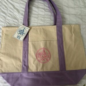 Trader Joe's Canvas Tote with Lavender Trim